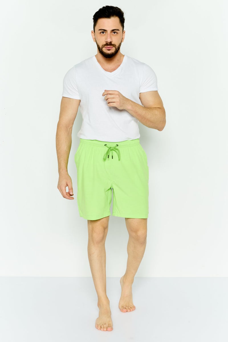 Mr.Swim Men Solid 7 Inseam Swim Trunk, Lime Slub  - Image 2