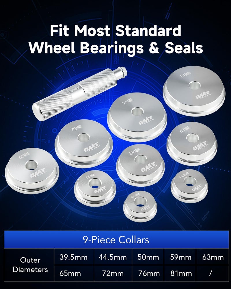 Orion Motor Tech Bearing Press Kit, 10pc Bearing Race and Seal Driver Set with Seal Driver and 9 Bearing Adapters, Seal Installer Bearing Driver Kit for Bearing Installation - Image 2