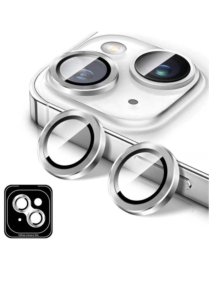 ELTRAZONE Camera Lens Protector for iPhone 16/iPhone 16 Plus – Tempered Glass Camera Cover Screen Protector with Automatic Alignment Metal Individual Rings, HD Anti-Scratch Accessories (Silver) - Image 1