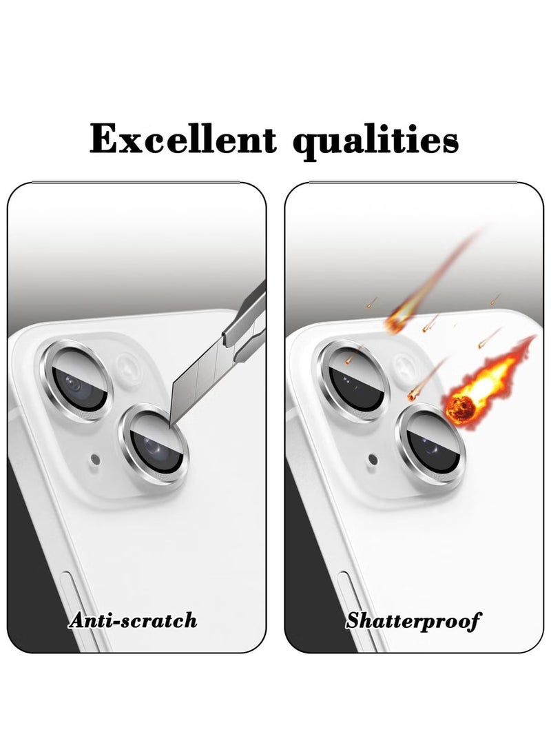 ELTRAZONE Camera Lens Protector for iPhone 16/iPhone 16 Plus – Tempered Glass Camera Cover Screen Protector with Automatic Alignment Metal Individual Rings, HD Anti-Scratch Accessories (Silver) - Image 4