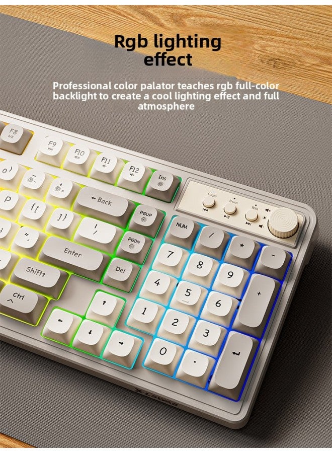 G98 لوحة مفاتيح سلكية هادئة RGB للبنات، كمبيوتر مكتبي لاسلكي، كمبيوتر محمول، إحساس ميكانيكي، لوحة مفاتيح وماوس - اللون: [مجموعة الرياضات الإلكترونية] فارس أسود سلكي - ضوء RGB + ماوس ألعاب سلكي.-98 مفتاحًا - Image 3