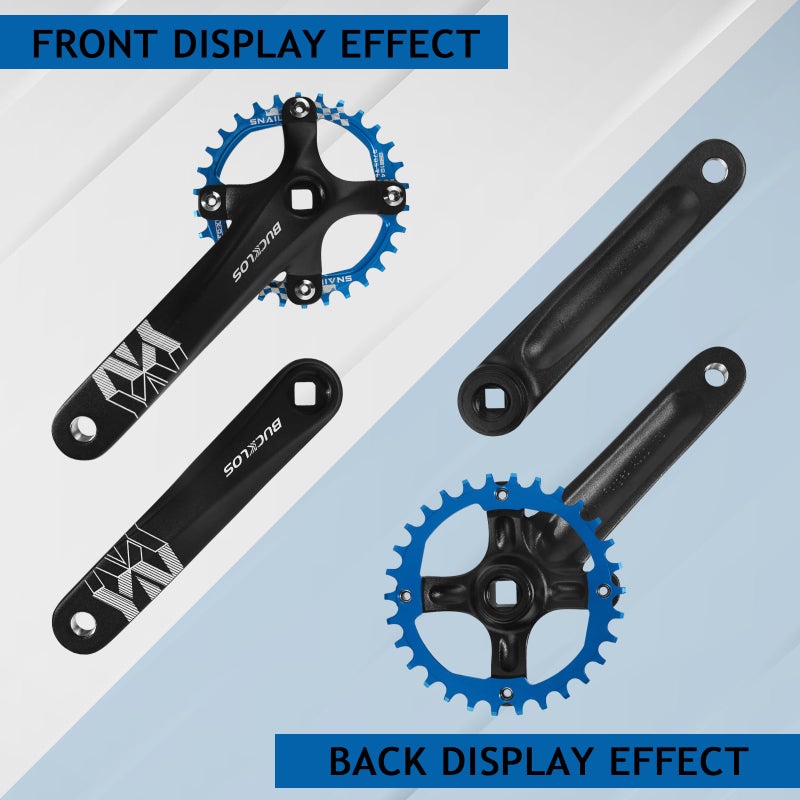 BUCKLOS 104 BCD 30T Mountain Bike Single Speed Cranksetï¼Œ170mm Square Taper Crankset with Narrow Wide Teeth Round Chainringï¼ˆSix Colorï¼‰,Bicycle Crank Arm Set - Image 2