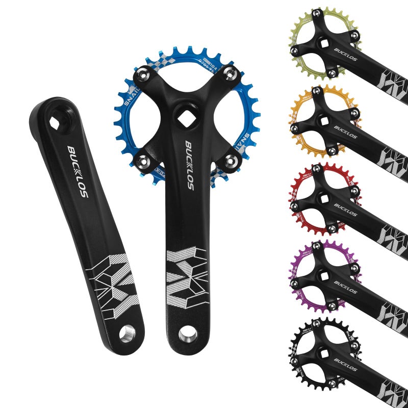 BUCKLOS 104 BCD 30T Mountain Bike Single Speed Cranksetï¼Œ170mm Square Taper Crankset with Narrow Wide Teeth Round Chainringï¼ˆSix Colorï¼‰,Bicycle Crank Arm Set - Image 1