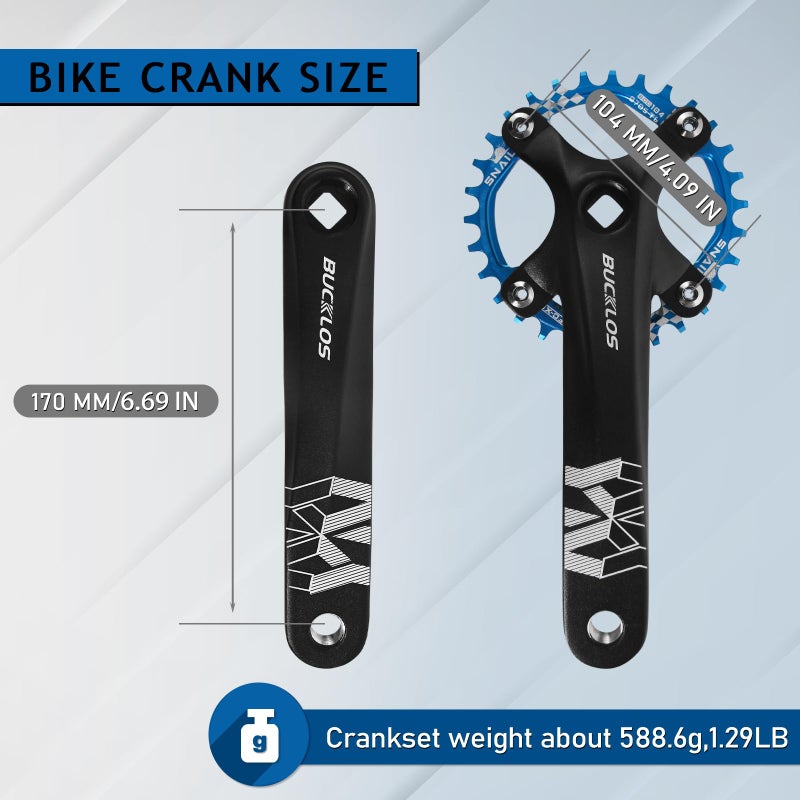 BUCKLOS 104 BCD 30T Mountain Bike Single Speed Cranksetï¼Œ170mm Square Taper Crankset with Narrow Wide Teeth Round Chainringï¼ˆSix Colorï¼‰,Bicycle Crank Arm Set - Image 3