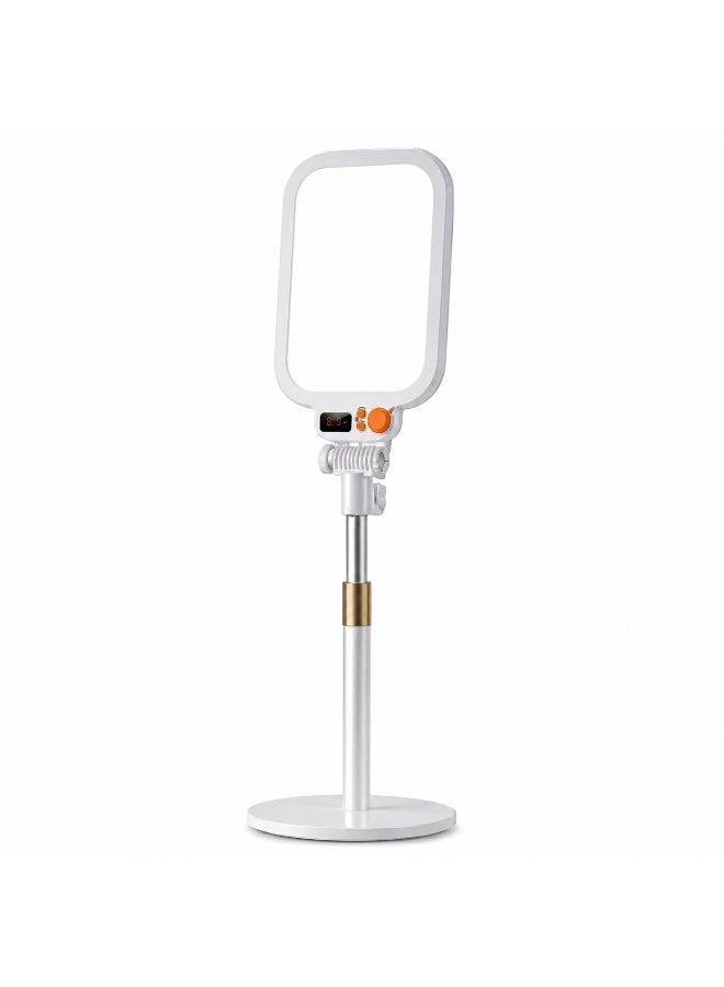 MZ026 Full Screen LED Beauty Light with Adjustable Desktop Stand Stepless Dimming Live Streaming & Photography Fill Light for Makeup, Video Recording, TikTok, YouTube & Online Meetings