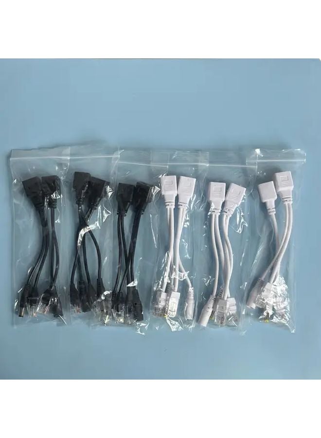 3 Pairs Passive POE Adapter Cable Splitter Injector DC12V White for Camera - Image 2