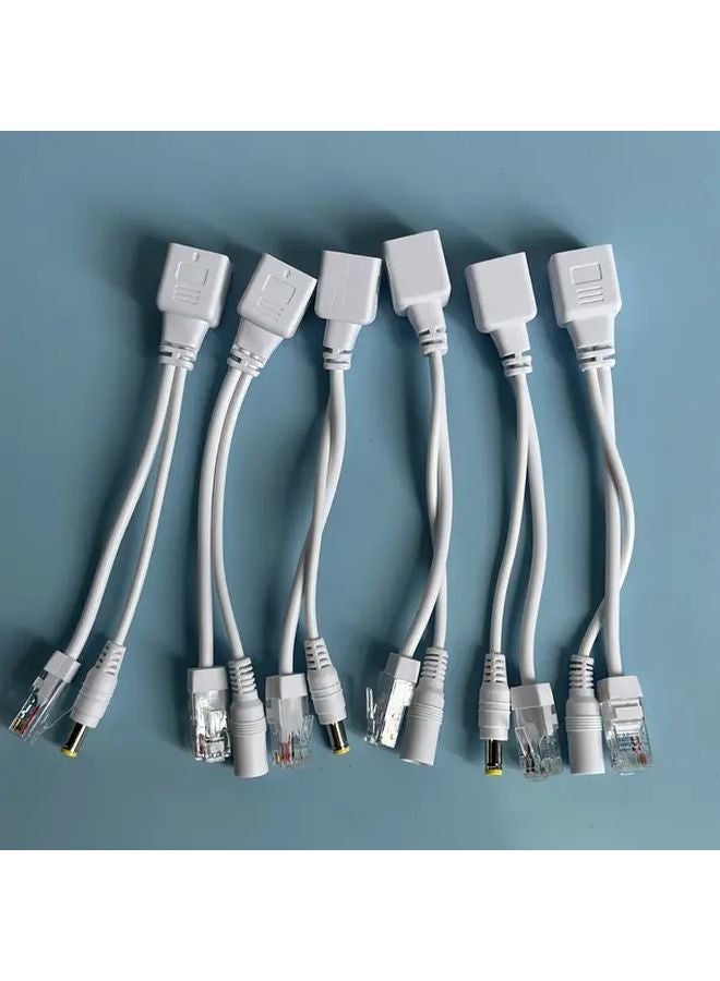 3 Pairs Passive POE Adapter Cable Splitter Injector DC12V White for Camera - Image 1