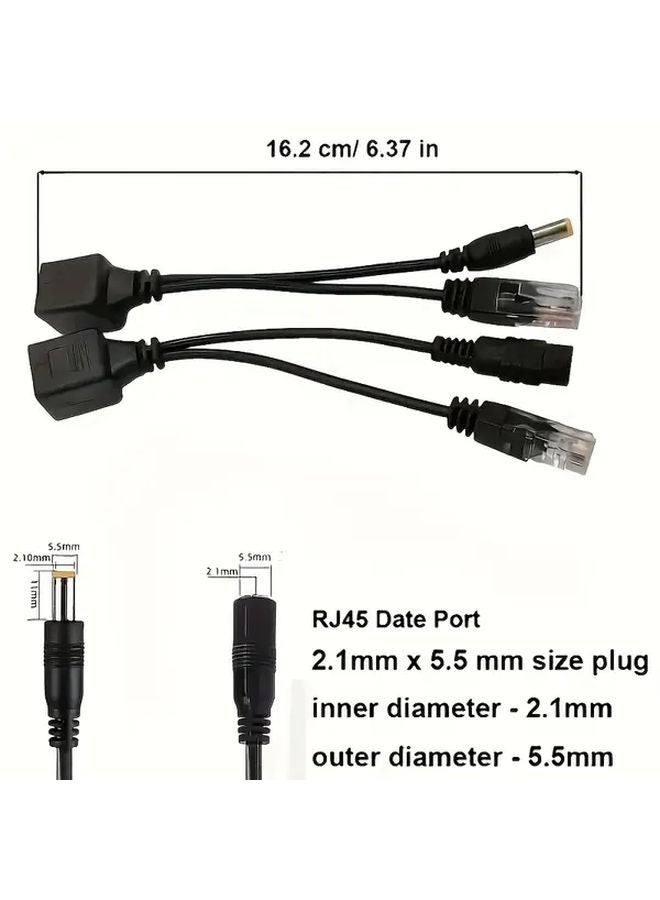 3 Pairs Passive POE Adapter Cable Splitter Injector DC12V White for Camera - Image 3