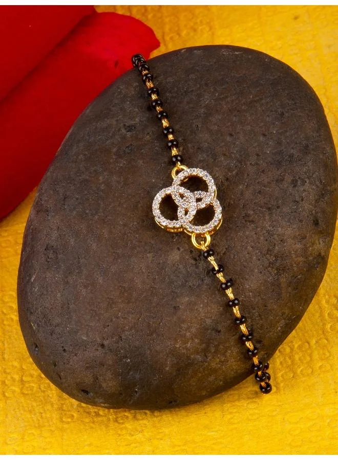فويلا سوار Voylla Elegant American Diamond CZ Mangalsutra، مقاس واحد، نحاس، زركونيا مكعب