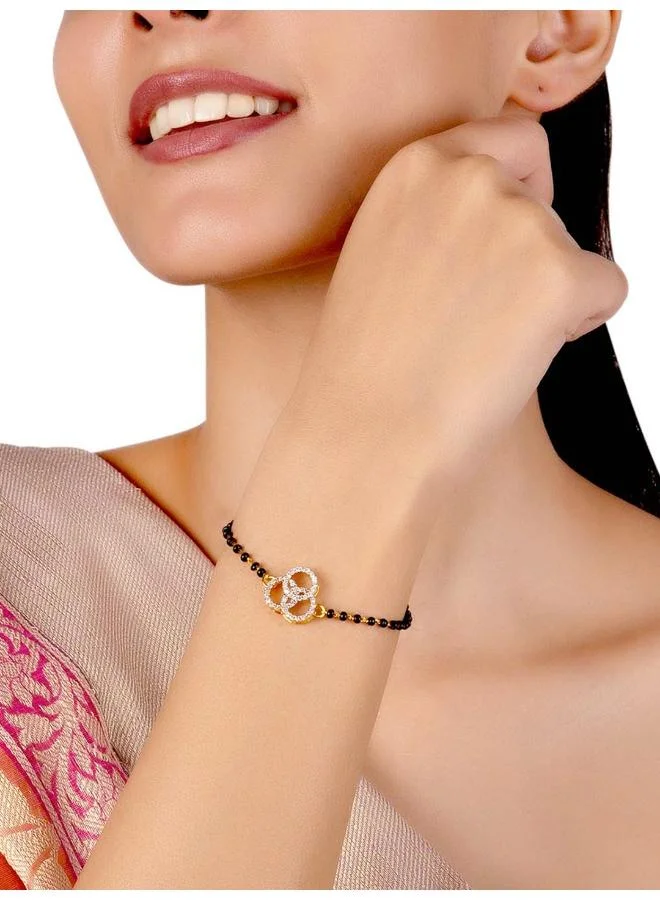 فويلا سوار Voylla Elegant American Diamond CZ Mangalsutra، مقاس واحد، نحاس، زركونيا مكعب