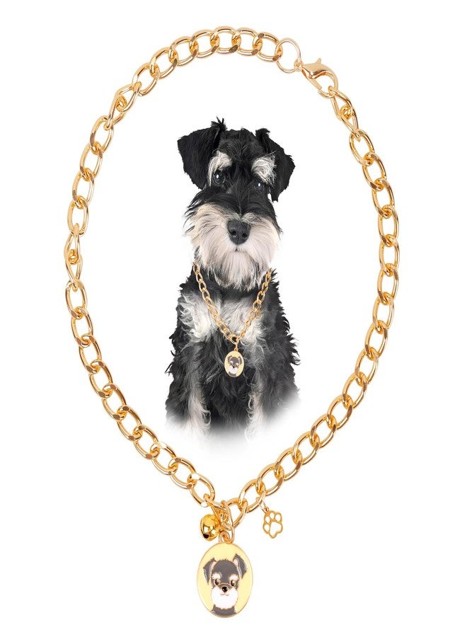 HOWWFALY Dog Collar and Cat Chain Necklace Stainless Steel Adjustable 18K Gold Heart-Shaped Necklace for Small Pets Cats Kitten Puppy (Gold, 14 inch) - Image 1