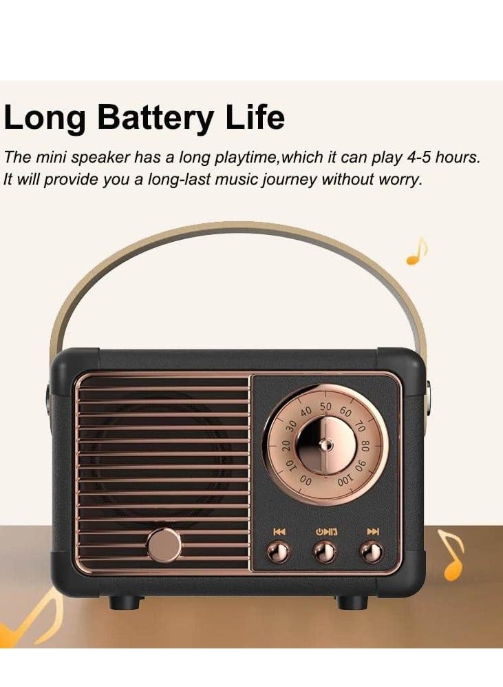 HM-11 Bluetooth Portable Radio, Retro Mini Speaker with Clear Stereo Sound, Rich Bass for iPhone, Android Devices and Tablets(Black) - Image 4