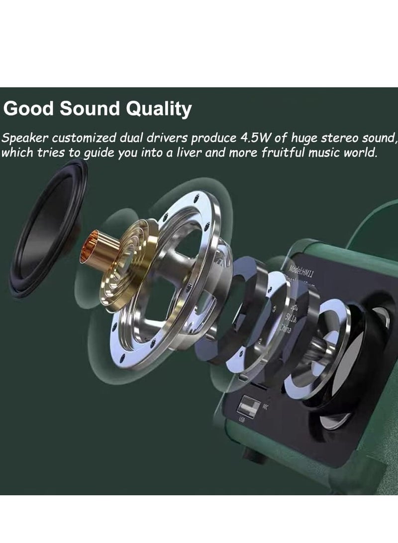 HM-11 Bluetooth Portable Radio, Retro Mini Speaker with Clear Stereo Sound, Rich Bass for iPhone, Android Devices and Tablets(Black) - Image 5