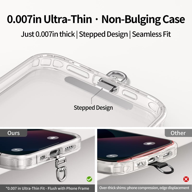 saxsion Phone Tether Tab & Lanyard Tab, 360Â° Swivel Clip - Ultra Thin Stainless Steel Universal Patch for All Phone Cases, No Block Charging (Fashion Silver*2) - Image 3
