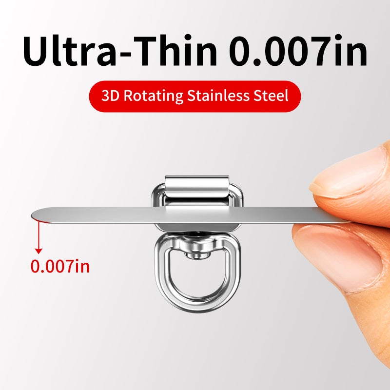 saxsion Phone Tether Tab & Lanyard Tab, 360Â° Swivel Clip - Ultra Thin Stainless Steel Universal Patch for All Phone Cases, No Block Charging (Fashion Silver*2) - Image 2