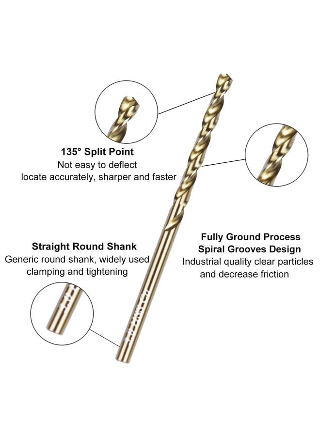 Sipery 10Pcs M35 Cobalt HSS Twist Drill Bits 5mm with Straight Shank, Drilling for Stainless Steel, Copper, Aluminum Alloy and Softer Materials - Image 2