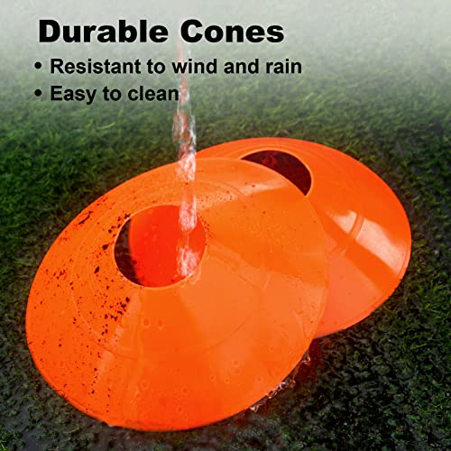 DUNCHATY 60-Pack Soccer Cones - Agility Flat Disc Cones with Carry Bag & Strap - Small Training Field Markers for Football Basketball Lacrosse - Indoor/Outdoor Sport Drills - Image 5