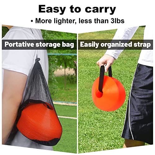 DUNCHATY 60-Pack Soccer Cones - Agility Flat Disc Cones with Carry Bag & Strap - Small Training Field Markers for Football Basketball Lacrosse - Indoor/Outdoor Sport Drills - Image 2