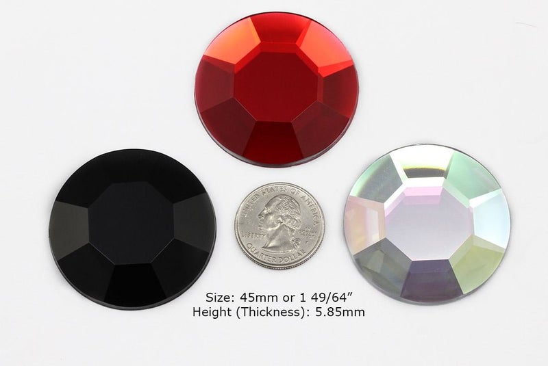 Allstarco 45mm Crystal AB H702 Large Acrylic Rhinestones, Pro Grade - 2 Pieces - Image 2