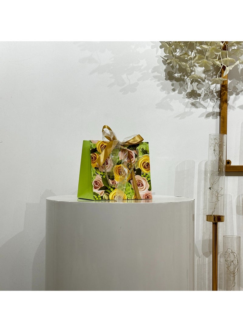 Via Saffi 20 Premium Rose Print Gift Bags with Handles & Ribbon - 18x10x16cm Bulk Party Favor Bags for Birthday, Wedding, Baby Shower, Holiday Gift Packaging - Image 4