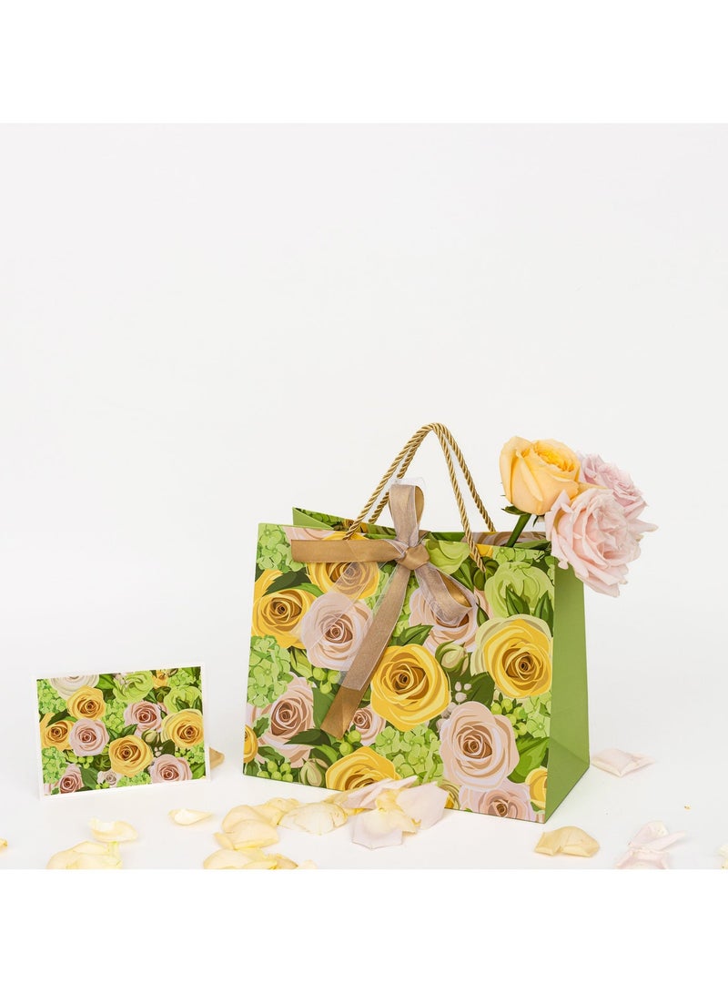 Via Saffi 20 Premium Rose Print Gift Bags with Handles & Ribbon - 18x10x16cm Bulk Party Favor Bags for Birthday, Wedding, Baby Shower, Holiday Gift Packaging - Image 3