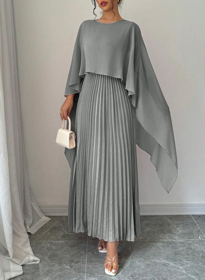 تايك تو فستان طويل مزين بكسرات وأكمام كاب - Image 3