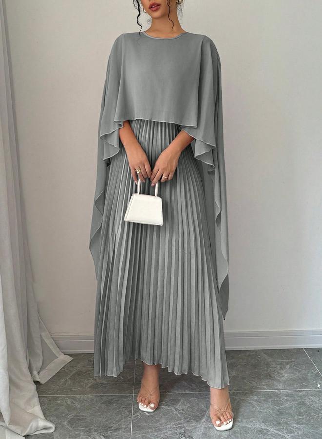 تايك تو فستان طويل مزين بكسرات وأكمام كاب - Image 5