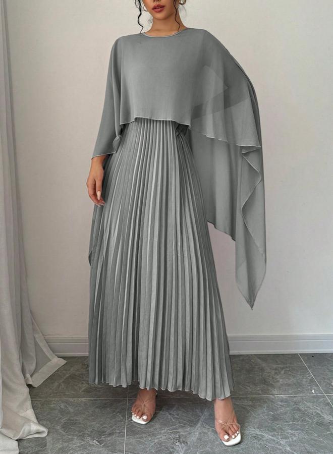 تايك تو فستان طويل مزين بكسرات وأكمام كاب - Image 4