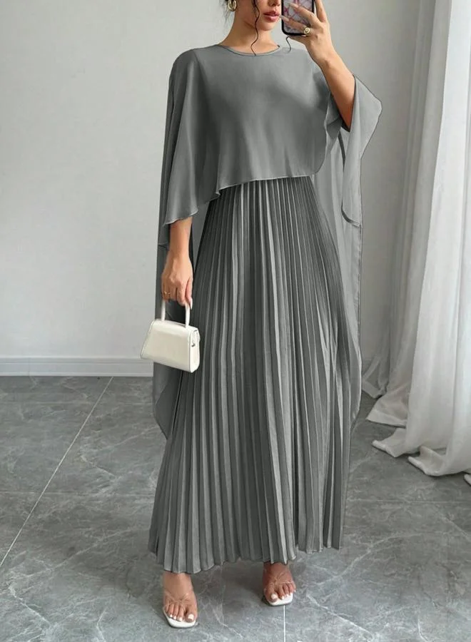 Take Two Take Two Solid Pleated Detail Cape Sleeve Maxi Dress