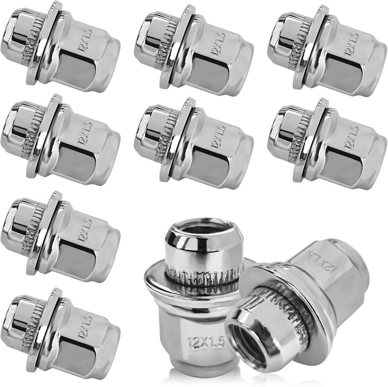 msyuusr مجموعة مسامير العجلات المغلقة Msyuusr 10PCS M12x1.5 المطلية بالكروم لتويوتا - Image 1