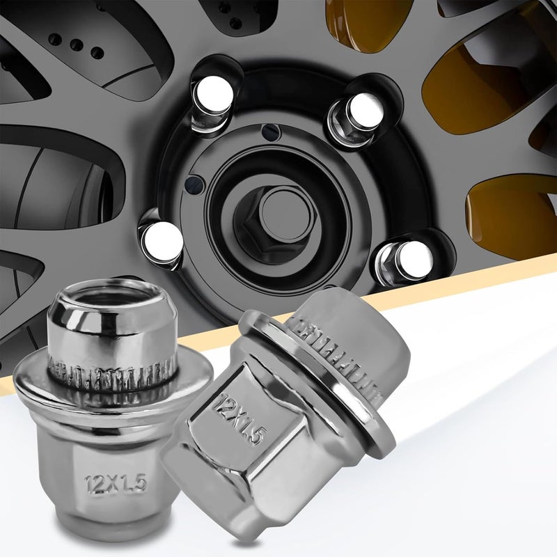 msyuusr مجموعة مسامير العجلات المغلقة Msyuusr 10PCS M12x1.5 المطلية بالكروم لتويوتا - Image 5