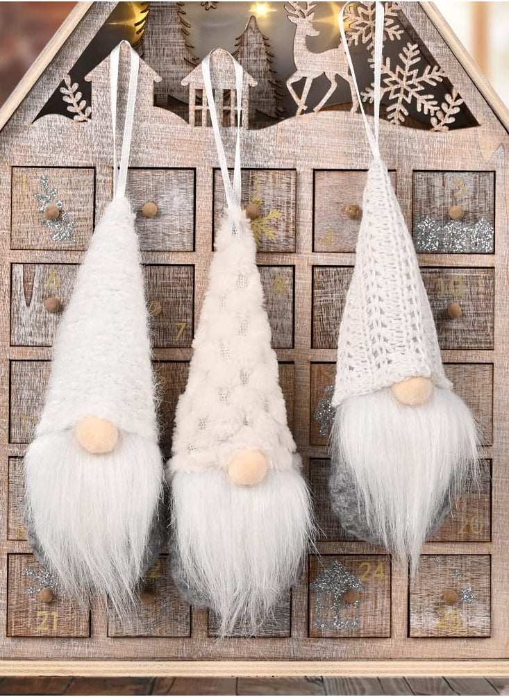 TAPIT Christmas Hanging Gnomes Ornaments Set of 3 Hanging Christmas Gnomes Plush Decorations Handmade Gnome Dwarf Plush Elf for Tree Party Decor Christmas Decor (White)  - Image 4