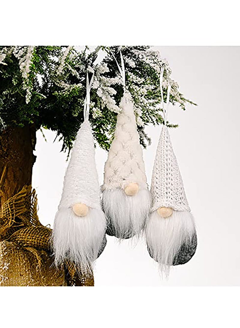 TAPIT Christmas Hanging Gnomes Ornaments Set of 3 Hanging Christmas Gnomes Plush Decorations Handmade Gnome Dwarf Plush Elf for Tree Party Decor Christmas Decor (White)  - Image 5