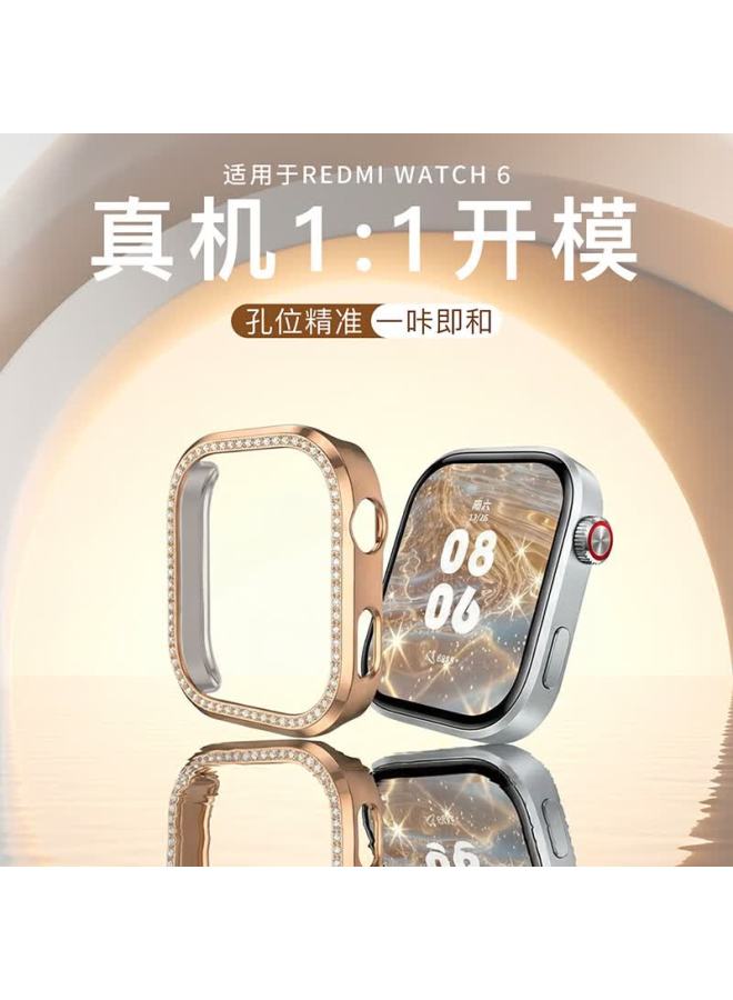 Chensong Pc Half-frame Diamond-studded Protective Case For Xiaomi Redmi Watch 6, Anti-p, Precise Fit - Image 2