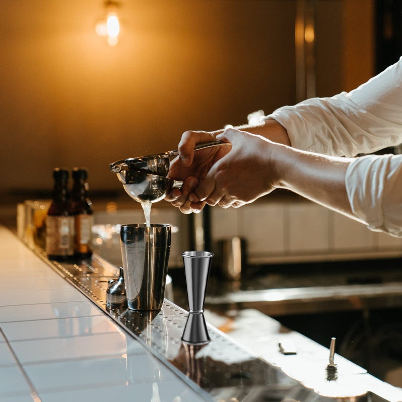 بريوت جيجر لحفلات الكوكتيل المزدوجة من بريوت، جيجر ياباني ممتاز 304 من الفولاذ المقاوم للصدأ بدرجة الطعام، 2 أونصة 1 أونصة مع قياسات داخلية باللون الأسود - Image 5