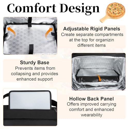 Wigojoy Food Delivery Backpack, Expandable Delivery Backpacks for Hot/Cold with Reflective Strips and Cup Holder, Bike Delivery Bag Backpack Suitable for Uber Eats, DoorDash, Pizza bag, Black - Image 5