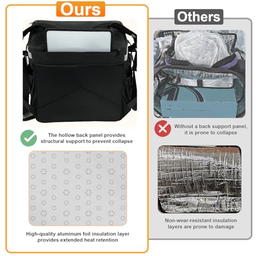 Wigojoy Food Delivery Backpack, Expandable Delivery Backpacks for Hot/Cold with Reflective Strips and Cup Holder, Bike Delivery Bag Backpack Suitable for Uber Eats, DoorDash, Pizza bag, Black - Image 4