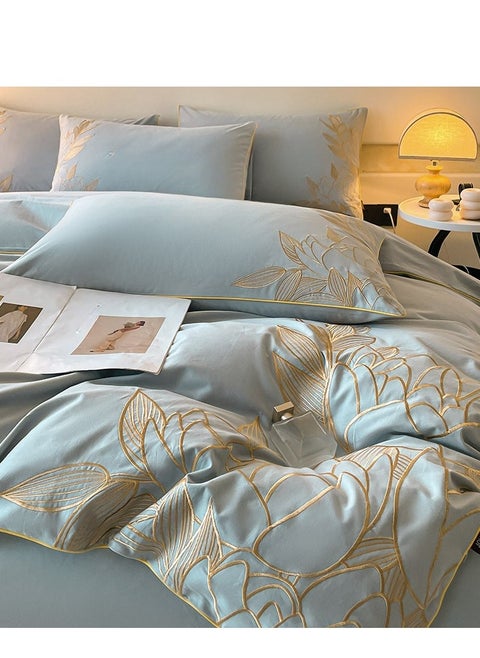 Fitted Sheet Style — ﻿ French High-End  Pure Cotton Embroidered Bedding Four Piece Set