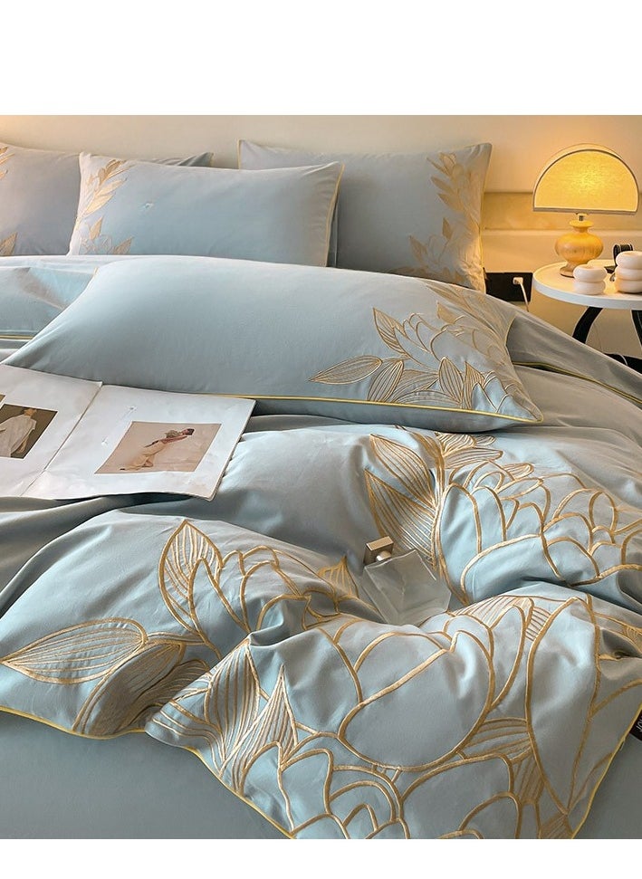 Generic Fitted Sheet Style — ﻿ French High-End  Pure Cotton Embroidered Bedding Four Piece Set  - Image 1