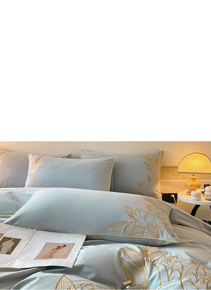 Generic Fitted Sheet Style — ﻿ French High-End  Pure Cotton Embroidered Bedding Four Piece Set  - Image 3