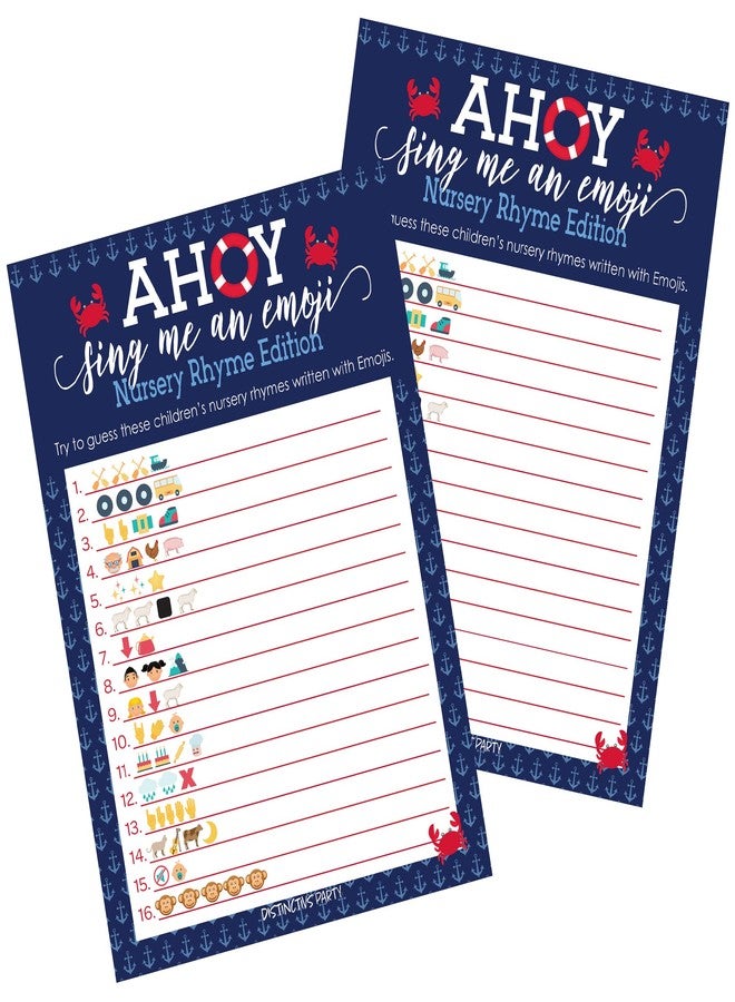 DISTINCTIVS Ahoy It's a Boy Baby Shower Emoji Game, Nautical Little Sailor - 20 Count - Image 1