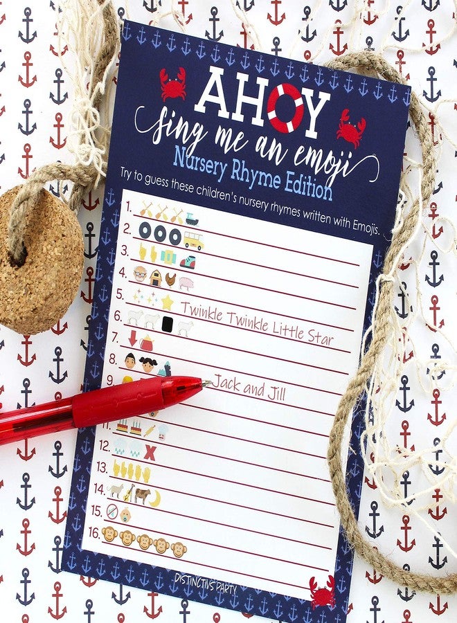 DISTINCTIVS Ahoy It's a Boy Baby Shower Emoji Game, Nautical Little Sailor - 20 Count - Image 2