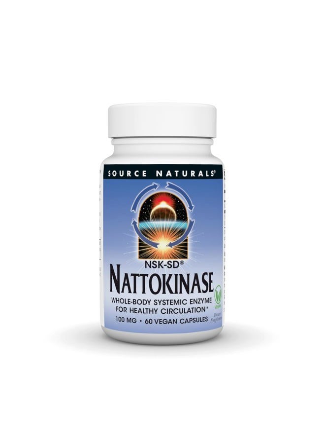 Source Naturals NSK-SD Nattokinase, Systemic Enzyme for Healthy Circulation* 100mg - 60 Vegan Capsules - Image 1