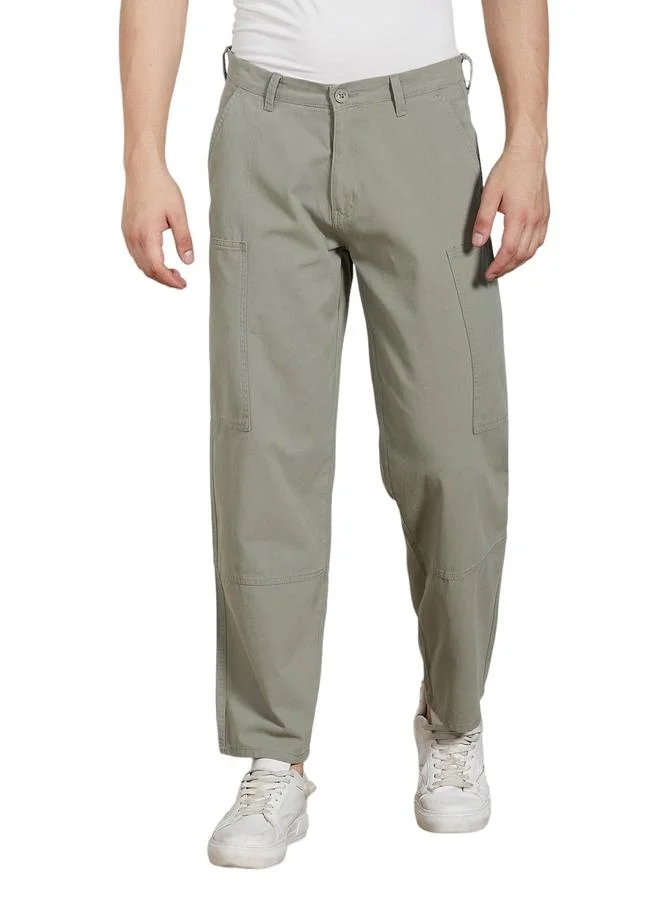 Dennis Lingo Men's Sage Green Cargo Trousers - Relaxed Fit for Versatility