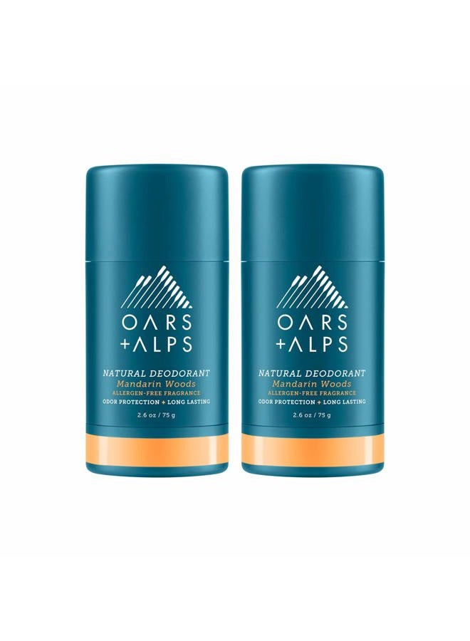 Oars + Alps Aluminum Free Deodorant for Men and Women, Dermatologist Tested and for Sensitive Skin, Vegan, Mandarin Woods, 2 Pack, 2.6 Oz Each - Image 1
