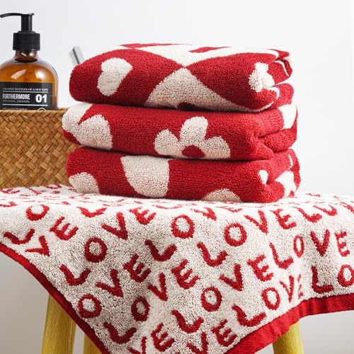 Leisofter Valentines Day Hand Towels for Bathroom(2 Pcs, 13" x 29"),Decorative Towels for Drying, Cleaning, Cooking, Holiday (Diamond Hearts) - Image 4