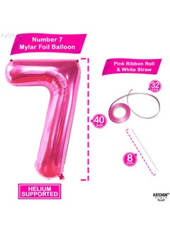 KATCHON KatchOn, Giant Hot Pink Number 7 Balloon - 40 Inch | 7th Birthday Balloon for 7th Birthday Decorations | 7 Balloons for Birthday | Seven Balloon Number | 7 Year Old Balloon for 7 Year Decorations  - Image 4