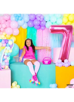 KATCHON KatchOn, Giant Hot Pink Number 7 Balloon - 40 Inch | 7th Birthday Balloon for 7th Birthday Decorations | 7 Balloons for Birthday | Seven Balloon Number | 7 Year Old Balloon for 7 Year Decorations  - Image 3