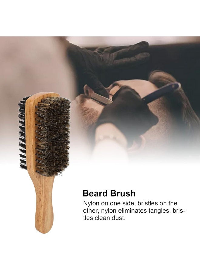 فرشاة لحية مزدوجة الجوانب، مثالية لفك تشابك الشعر، مقبض مريح، شعيرات نايلون، للرجال، مقبض من خشب المطاط، فرشاة لحية مزدوجة الجوانب للعناية بالشعر الخشن - Image 3