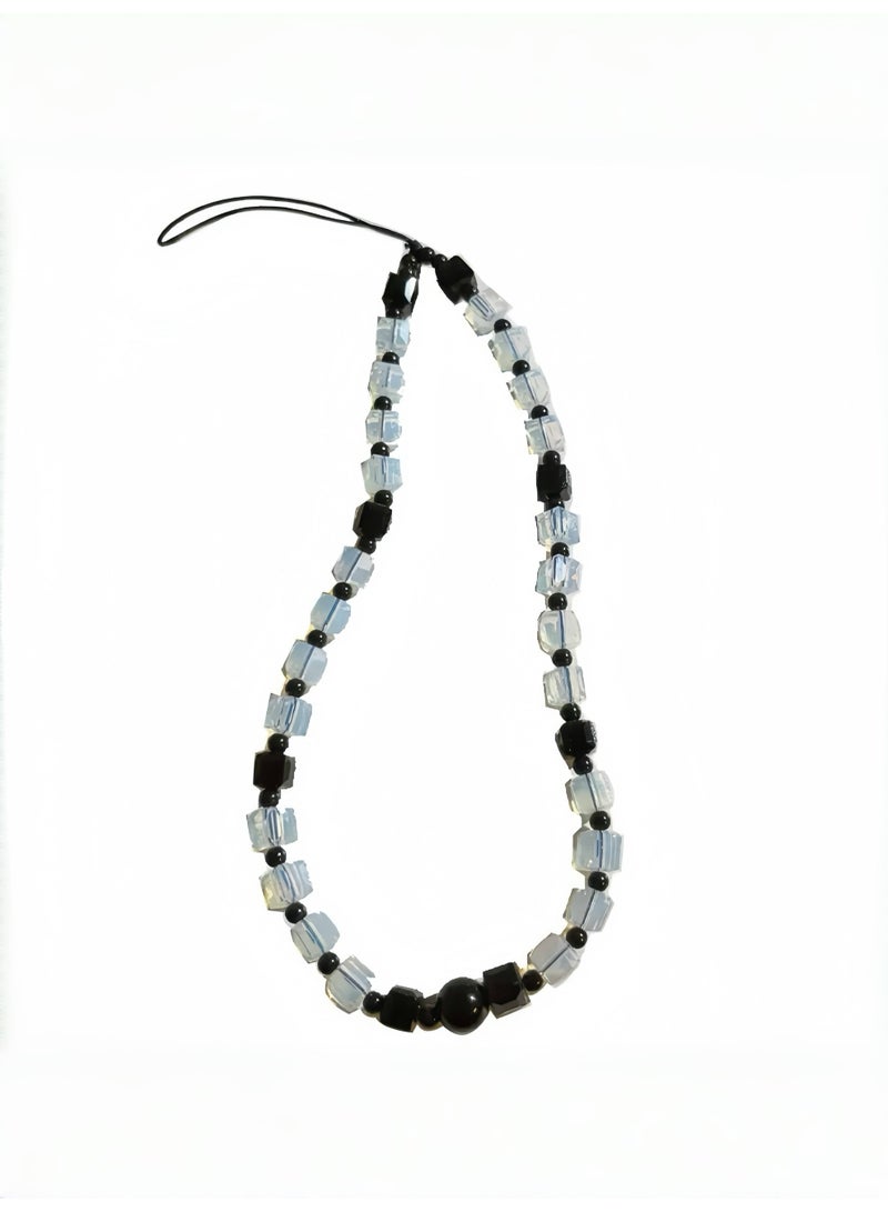 Paraphrase Super Cute Beaded Phone Charm – Kpop Trendy Phone Chain Wrist Strap, Blue Beads Chain Lanyard, Blackpink Jennie Same Style Accessory for Cell Phone - Image 2